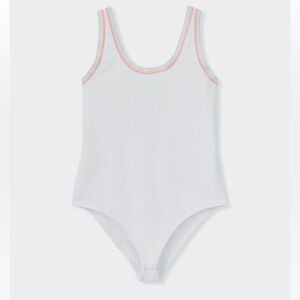 Torrid Bright White Foxy Scoop Neck Ribbed Ringer Bodysuit